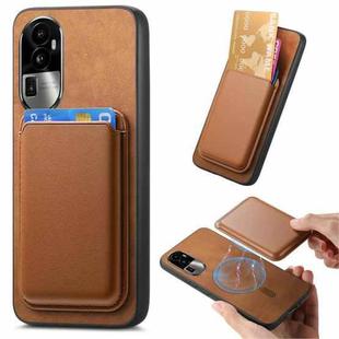 For OPPO Reno10 Pro+ 5G Retro Magsafe Card Bag PU Back Cover Phone Case(Brown)