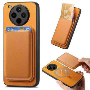 FOr OPPO Find X8 Pro Retro Magsafe Card Bag PU Back Cover Phone Case(Yellow)