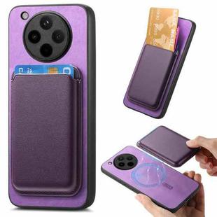 FOr OPPO Find X8 Pro Retro Magsafe Card Bag PU Back Cover Phone Case(Purple)