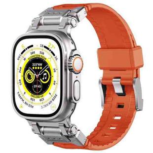 For Apple Watch Series 6 44mm Silicone Armor Mecha Head Watch Band(Orange)