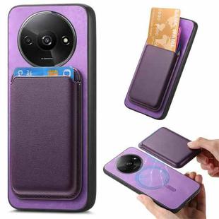 For Xiaomi Redmi A3 Retro Magsafe Card Bag PU Back Cover Phone Case(Purple)