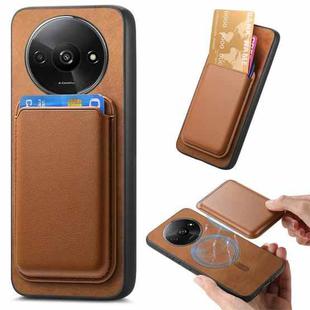 For Xiaomi Redmi A3 Retro Magsafe Card Bag PU Back Cover Phone Case(Brown)