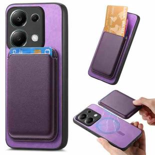 For Xiaomi Redmi Note 13 Pro 4G Retro Magsafe Card Bag PU Back Cover Phone Case(Purple)