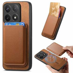 For Xiaomi Redmi K70 / K70 Pro 5G Retro Magsafe Card Bag PU Back Cover Phone Case(Brown)