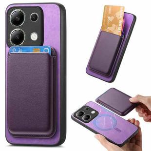 For Xiaomi Redmi Note 13 4G Retro Magsafe Card Bag PU Back Cover Phone Case(Purple)