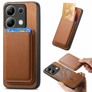 For Xiaomi Redmi Note 13 4G Retro Magsafe Card Bag PU Back Cover Phone Case(Brown)