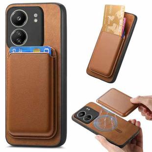 For Xiaomi Redmi 13C Retro Magsafe Card Bag PU Back Cover Phone Case(Brown)