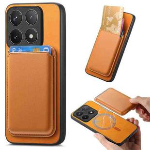 For Xiaomi Redmi K70E /Poco X6 Pro 5G Retro Magsafe Card Bag PU Back Cover Phone Case(Yellow)
