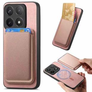 For Xiaomi Redmi K70E /Poco X6 Pro 5G Retro Magsafe Card Bag PU Back Cover Phone Case(Pink)