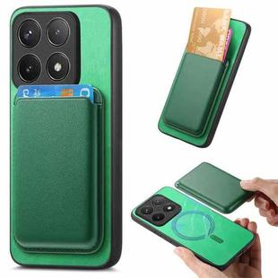 For Xiaomi Redmi K70E /Poco X6 Pro 5G Retro Magsafe Card Bag PU Back Cover Phone Case(Green)