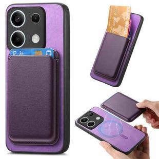 For Xiaomi Redmi Note 13 5G Retro Magsafe Card Bag PU Back Cover Phone Case(Purple)