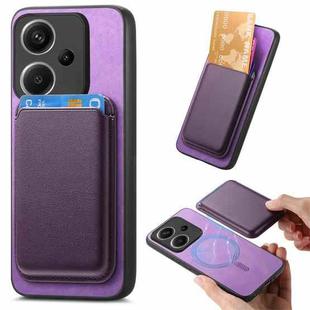 For Xiaomi Redmi Note 13 Pro+ Retro Magsafe Card Bag PU Back Cover Phone Case(Purple)