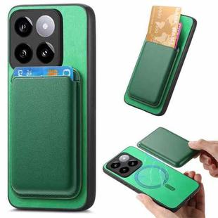 For Xiaomi 14 Retro Magsafe Card Bag PU Back Cover Phone Case(Green)