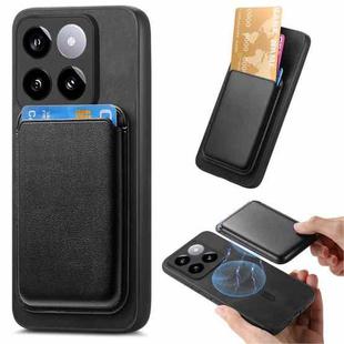 For Xiaomi 14 Retro Magsafe Card Bag PU Back Cover Phone Case(Black)
