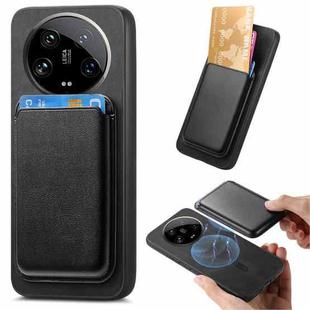 For Xiaomi 14 Ultra Retro Magsafe Card Bag PU Back Cover Phone Case(Black)