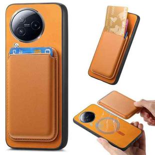 For Xiaomi Civi 3 5G Retro Magsafe Card Bag PU Back Cover Phone Case(Yellow)