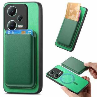 For Xiaomi Redmi Note 12 Turbo Retro Magsafe Card Bag PU Back Cover Phone Case(Green)