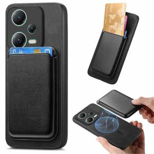 For Xiaomi Redmi Note 12 Turbo Retro Magsafe Card Bag PU Back Cover Phone Case(Black)