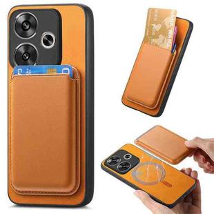 For Xiaomi Redmi Turbo 3 5G Retro Magsafe Card Bag PU Back Cover Phone Case(Yellow)