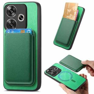 For Xiaomi Redmi Turbo 3 5G Retro Magsafe Card Bag PU Back Cover Phone Case(Green)
