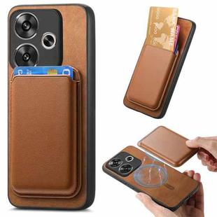 For Xiaomi Redmi Turbo 3 5G Retro Magsafe Card Bag PU Back Cover Phone Case(Brown)