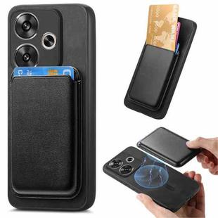 For Xiaomi Redmi Turbo 3 5G Retro Magsafe Card Bag PU Back Cover Phone Case(Black)