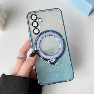 For Samsung Galaxy S24 5G  Rotation MagSafe Holder Gradient Glitter TPU Phone Case(Sierra Blue)