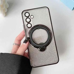 For Samsung Galaxy S23 FE 5G Rotation MagSafe Holder Gradient Glitter TPU Phone Case(Black)