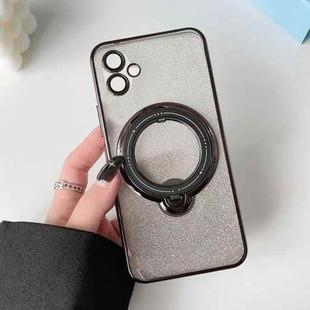 For Samsung Galaxy A05  Rotation MagSafe Holder Gradient Glitter TPU Phone Case(Black)