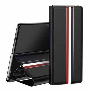 For Samsung Galaxy Z Fold7 5G Litchi Texture PU Back Phone Case with Holder(Black)