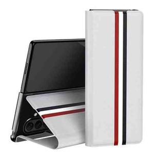 For Samsung Galaxy Z Fold7 5G Litchi Texture PU Back Phone Case with Holder(White)