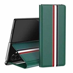 For Samsung Galaxy Z Fold7 5G Litchi Texture PU Back Phone Case with Holder(Green)