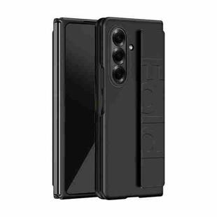 For Samsung Galaxy Z Fold7 5G Skin Elastic Wrist Grip Back Cover Phone Case(Black)