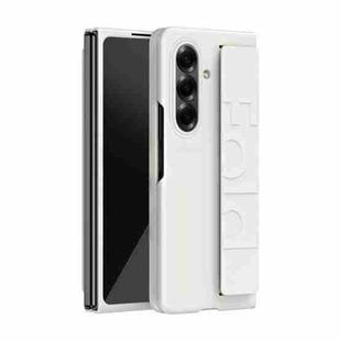 For Samsung Galaxy Z Fold7 5G Skin Elastic Wrist Grip Back Cover Phone Case(White)