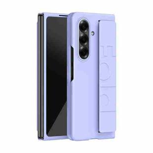 For Samsung Galaxy Z Fold7 5G Skin Elastic Wrist Grip Back Cover Phone Case(Purple)