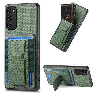 For Samsung Galaxy S23 FE 5G Carbon Fiber Fold Stand Elastic Card Bag Phone Case(Green)