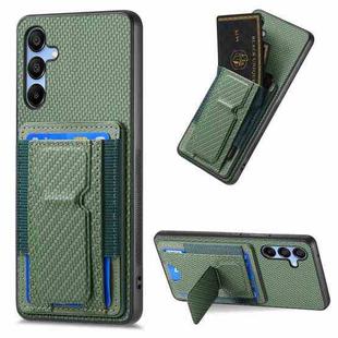 For Samsung Galaxy A13 5G Carbon Fiber Fold Stand Elastic Card Bag Phone Case(Green)