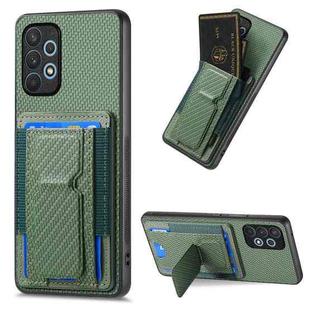 For Samsung Galaxy A32 4G Carbon Fiber Fold Stand Elastic Card Bag Phone Case(Green)