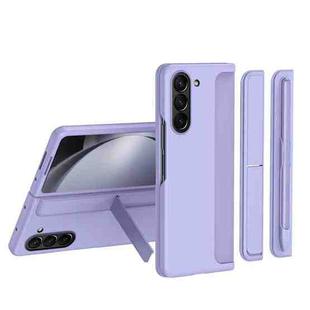 For Samsung Galaxy Z Fold6 5G 2 in 1 Holder Shockproof Phone Case with Pen Slot(Purple)