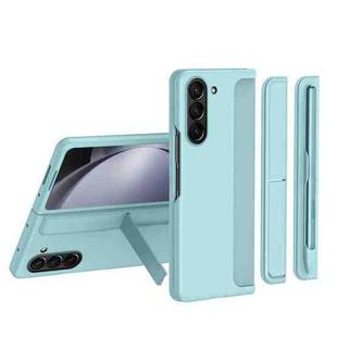 For Samsung Galaxy Z Fold6 5G 2 in 1 Holder Shockproof Phone Case with Pen Slot(Teal)