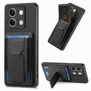 For Xiaomi Redmi Note 13 5G Carbon Fiber Fold Stand Elastic Card Bag Phone Case(Black)