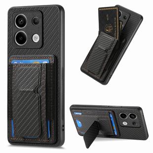 For Xiaomi Redmi Note 13 Pro+ Carbon Fiber Fold Stand Elastic Card Bag Phone Case(Black)