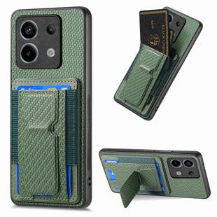 For Xiaomi Redmi Note 13 Pro 5G Carbon Fiber Fold Stand Elastic Card Bag Phone Case(Green)