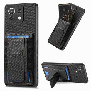 For Xiaomi Mi 11 Carbon Fiber Fold Stand Elastic Card Bag Phone Case(Black)