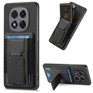 For Xiaomi Redmi Note 14 Pro+ 5G Carbon Fiber Fold Stand Elastic Card Bag Phone Case(Black)
