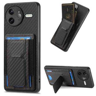 For Redmi K80 Pro / Poco F7 Ultra Carbon Fiber Fold Stand Elastic Card Bag Phone Case(Black)