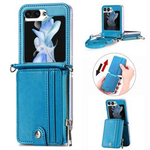 For Samsung Galaxy ZFlip 6 5G Crossbody 2-in-1 Wallet Leather Phone Case(Blue)