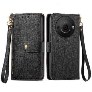 For Sharp Aquos R8 Pro Love Zipper Lanyard Leather Phone Case(Black)