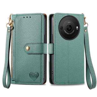 For Sharp Aquos R8 Pro Love Zipper Lanyard Leather Phone Case(Green)