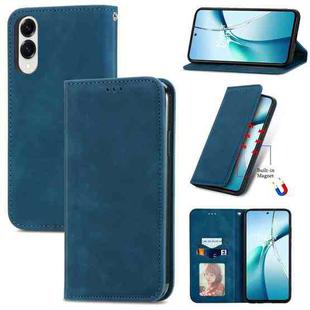 For Samsung Galaxy S25 Edge 5G Retro Skin Feel Magnetic Leather Phone Case(Blue)